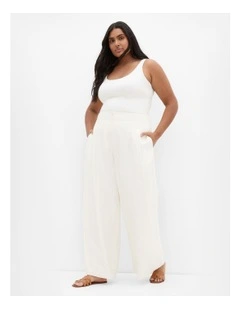 Plus Size Abbie Linen Pant in Ivory