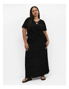 Plus Size Emelia Shirred Skirt in Black
