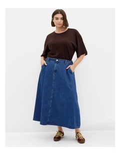Plus Size Karina Denim Skirt in Mid Wash