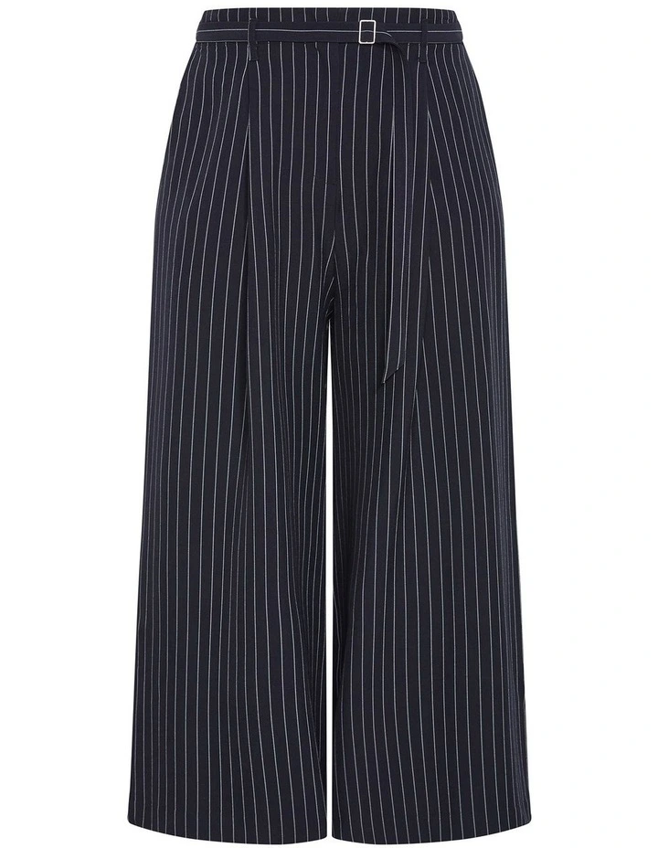 Plus Size Karla Pin Stripe Wide Leg Pant in Navy image 3