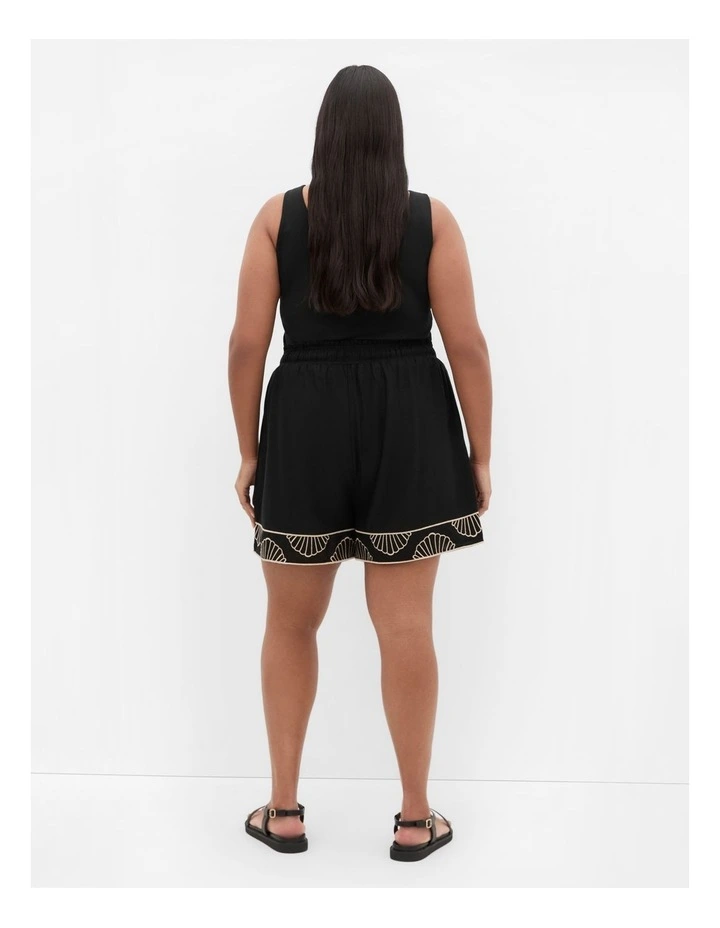 Plus Size Bianca Border Detail Shorts in Multi image 2