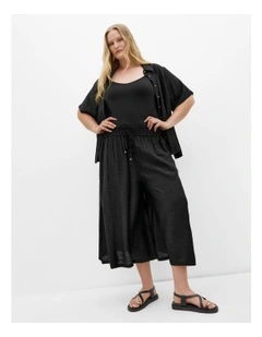 Plus Size Emma Wide Leg Crop Pant in Black