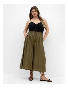 Plus Size Emma Wide Leg Crop Pant in Khaki