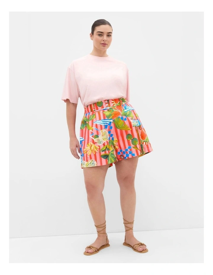 Plus Size Holiday Print Shorts in Multi image 1