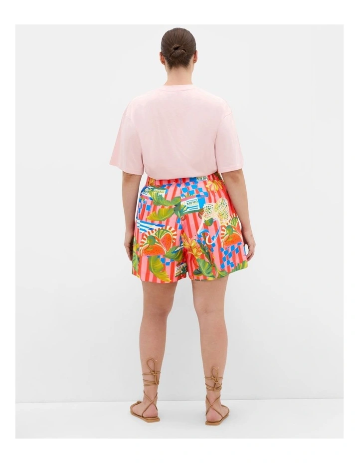 Plus Size Holiday Print Shorts in Multi image 2