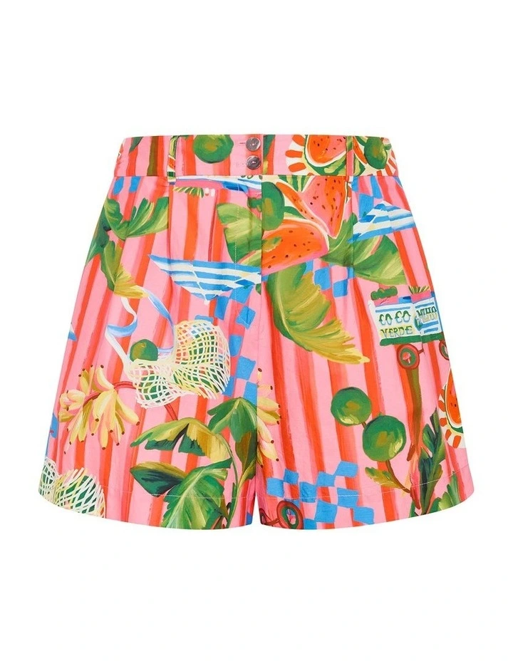 Plus Size Holiday Print Shorts in Multi image 3