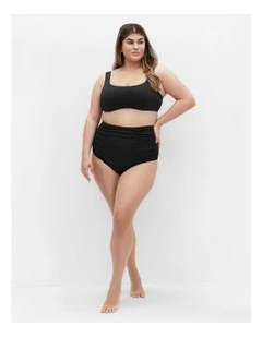 Plus Size Sardinia Hi Waist Bikini Brief in Black