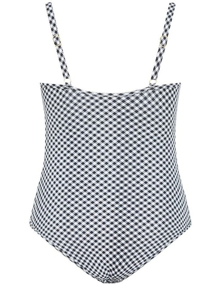 Plus Size Capri Gingham Print Underwire 1 Piece in Black image 4