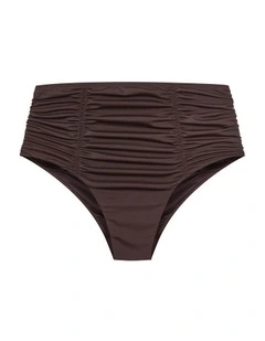 Plus Size Capri Hi Waist Bikini Brief in Chocolate