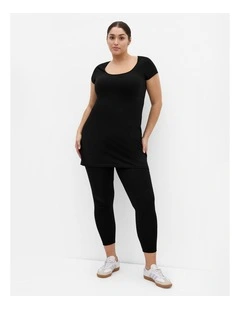 Plus Size Super Longline Top in Black