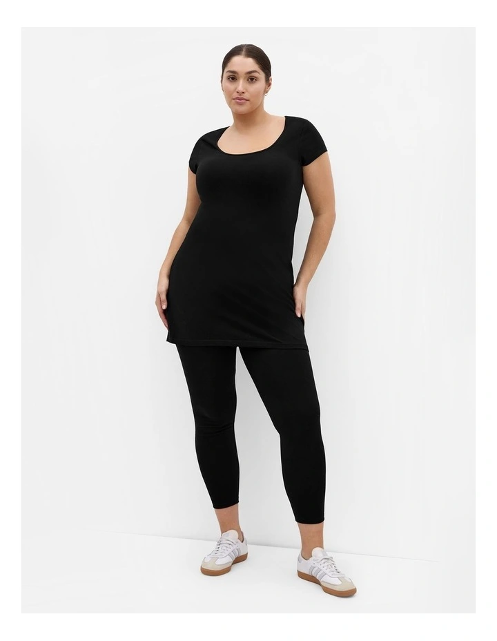 Plus Size Super Longline Top in Black image 1