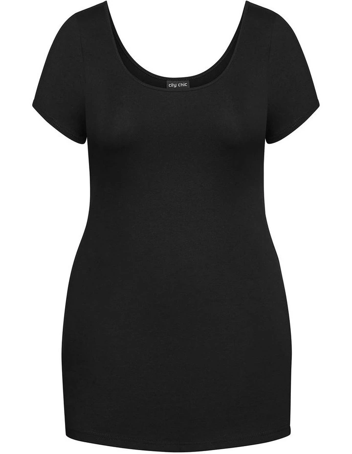 Plus Size Super Longline Top in Black image 3