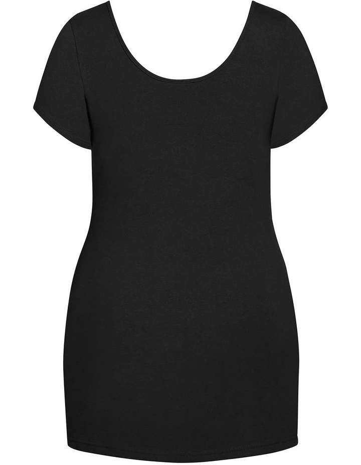 Plus Size Super Longline Top in Black image 4