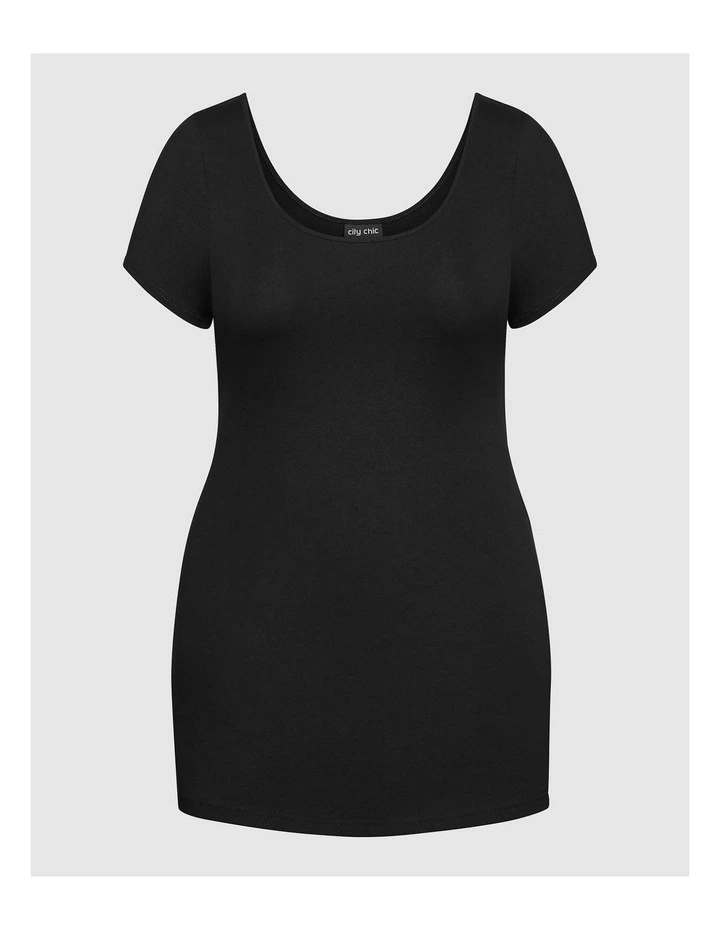 Plus Size Super Longline Top in Black image 5