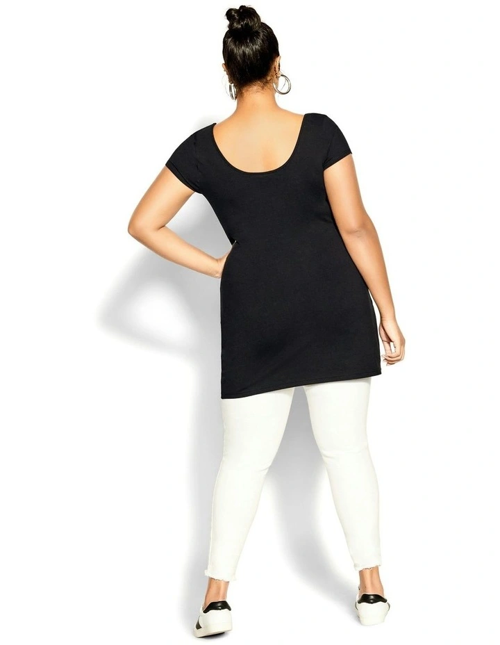 Plus Size Super Longline Top in Black image 6