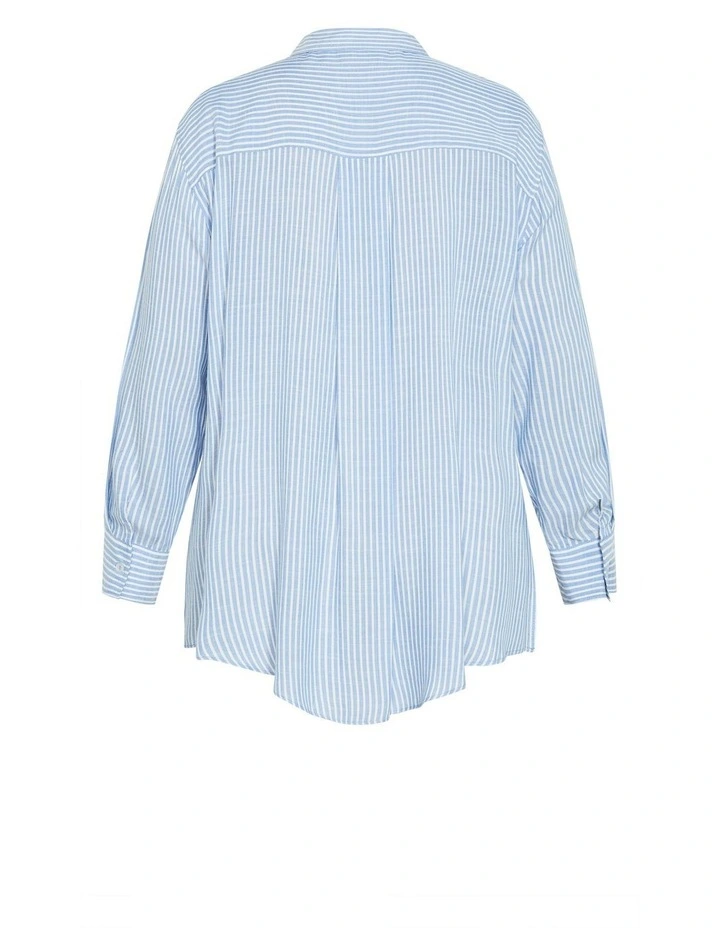 Plus Size Paige Santorini Stripe Shirt in Blue image 4