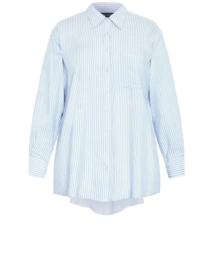 Plus Size Paige Santorini Stripe Shirt in Blue image 5