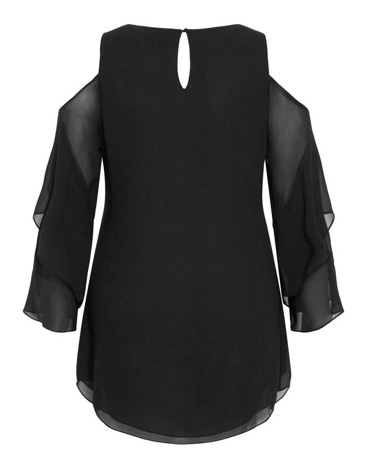 Plus Size Cold Shoulder Hi Lo Top in Black image 6