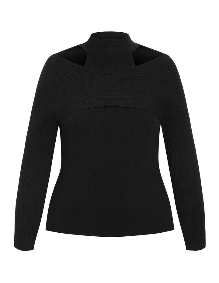 Plus Size Remi Cut Out Jumper in Black image 3