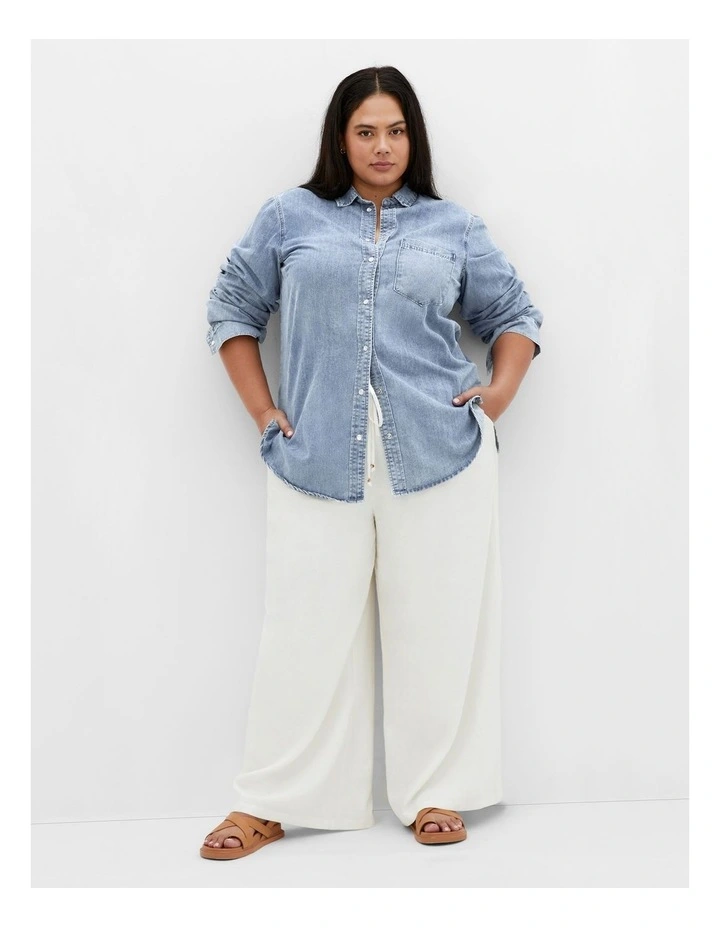 Plus Size Charlie Denim Shirt in Light Wash image 1