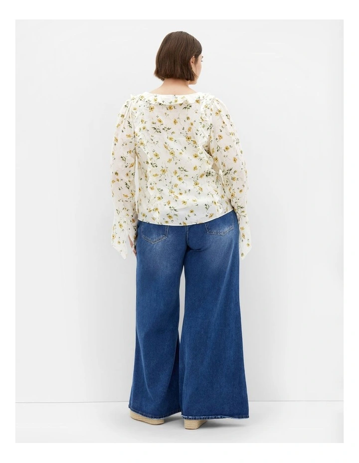 Plus Size Sweet Boho Print Top in Ivory image 2