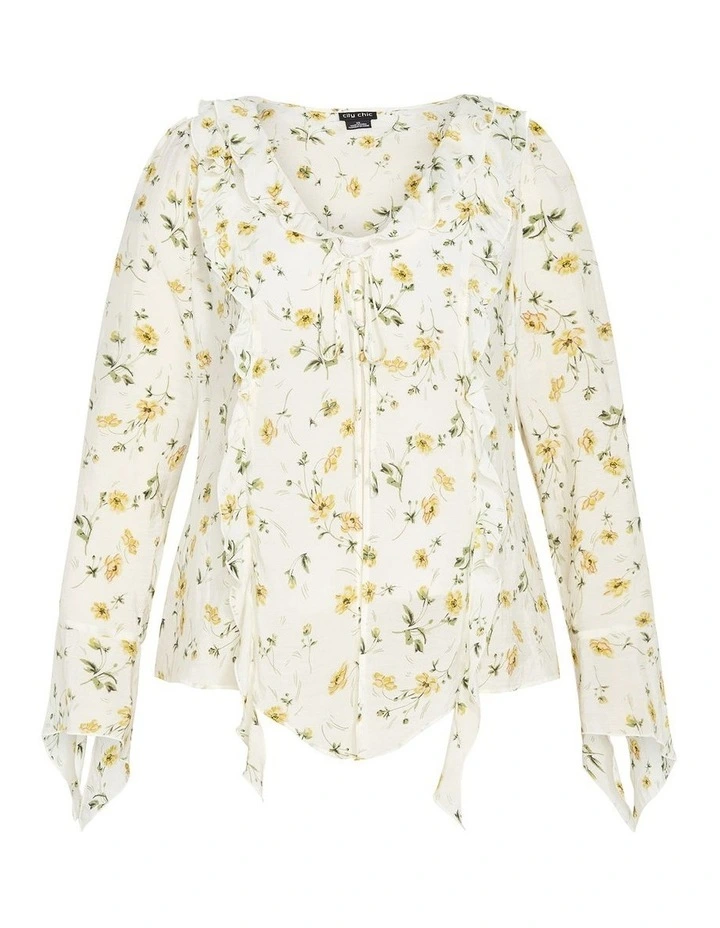 Plus Size Sweet Boho Print Top in Ivory image 3