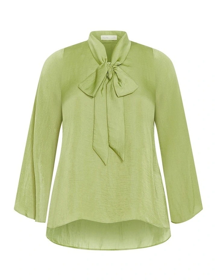 Plus Size Mahalia Neck Tie Top in Matcha image 3