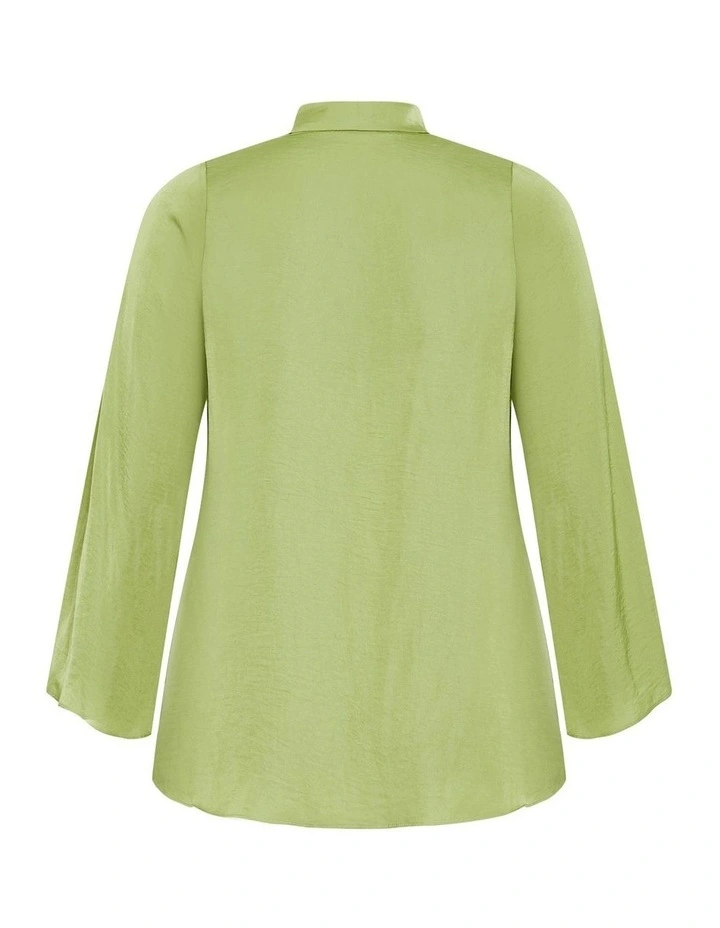 Plus Size Mahalia Neck Tie Top in Matcha image 5