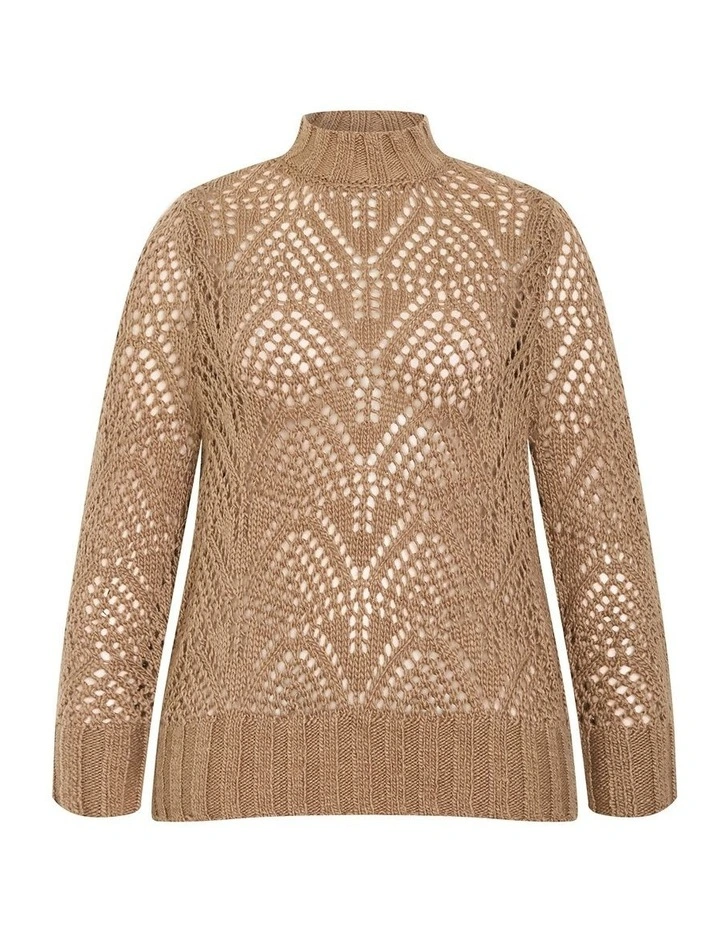 Plus Size Beck Wool Blend Jumper in Mushroom image 3