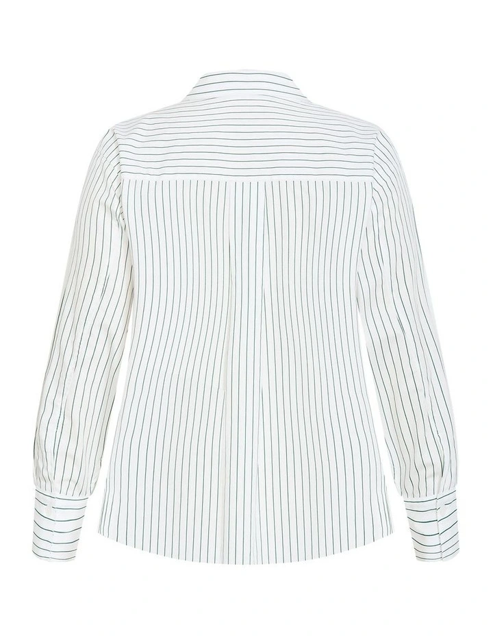 Plus Size Chiara Stripe Cotton Longline Shirt in Multi image 4