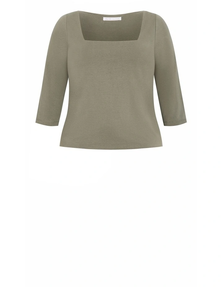 Plus Size Anny Square Neck Top in Khaki image 3