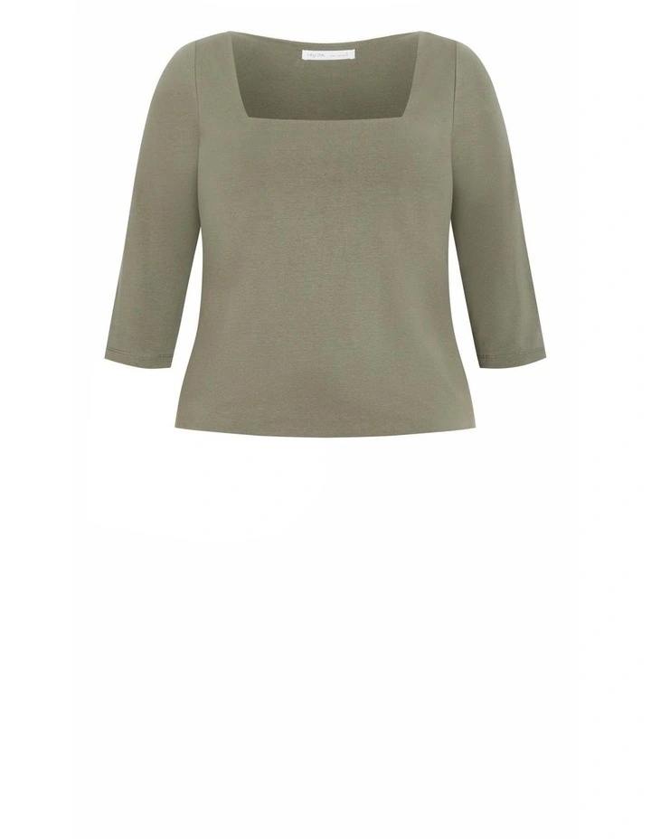 Plus Size Anny Square Neck Top in Khaki image 6