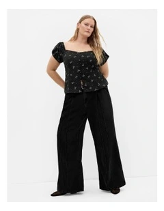 Plus Size Daydreamer Bow Print Top in Black