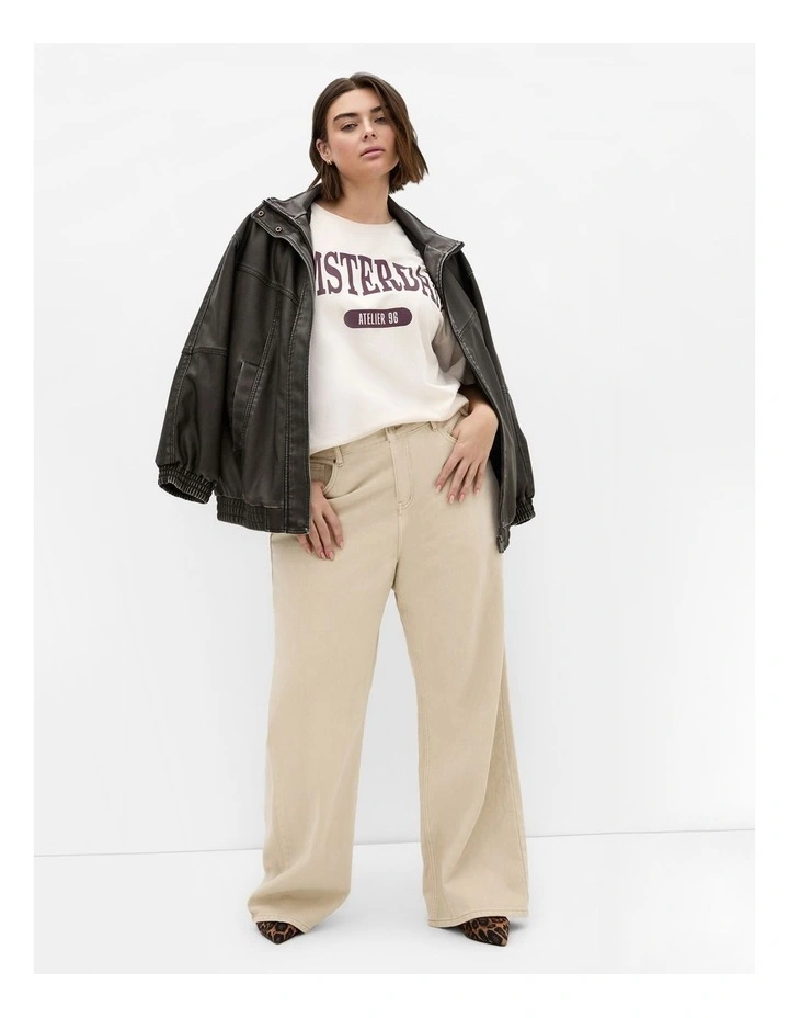 Plus Size Oversized Amsterdam Print Tee in Cream image 1