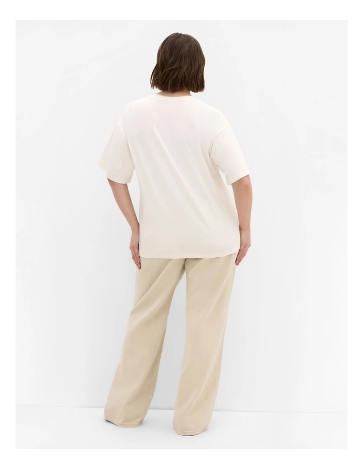 Plus Size Oversized Amsterdam Print Tee in Cream image 2