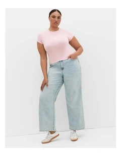 Plus Size Micro Print Tee in Baby Pink