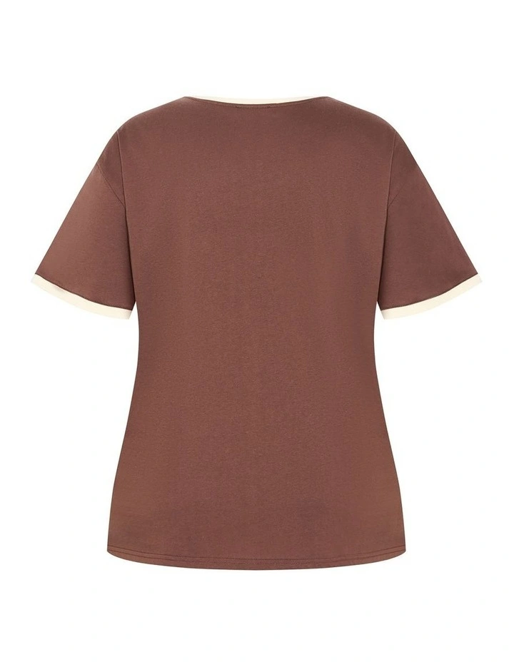 Plus Size Game On Tee in Chocolate image 4