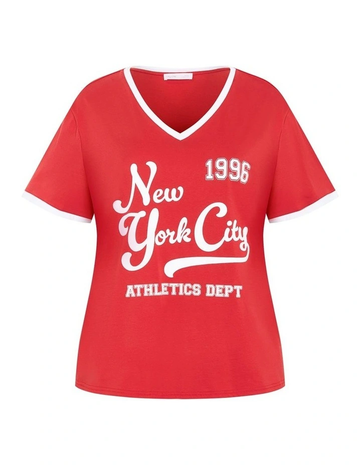 Plus Size Game On Tee in Red image 3