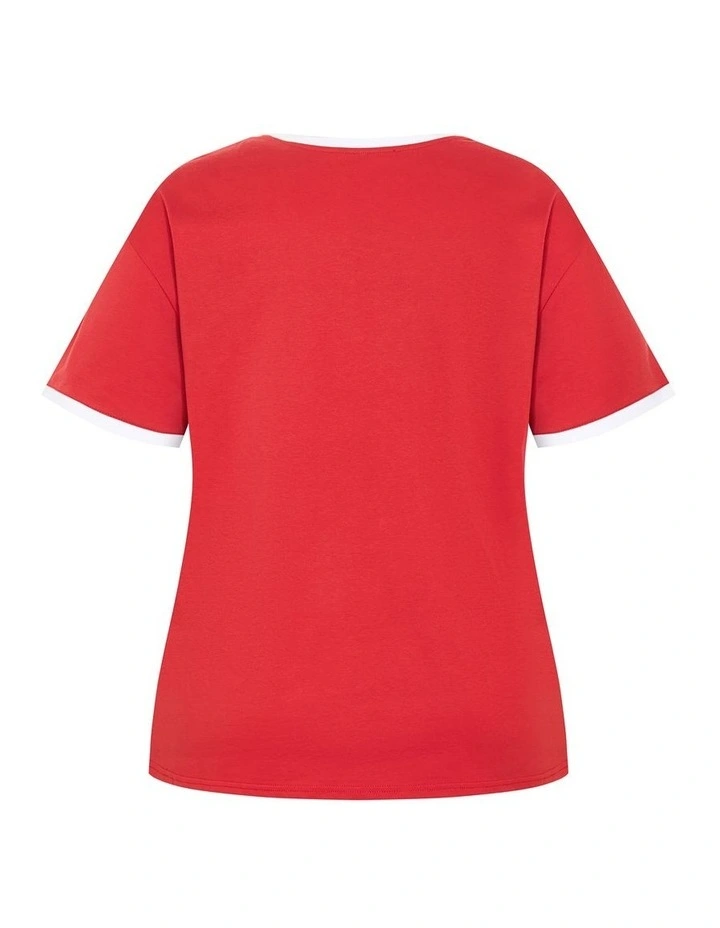 Plus Size Game On Tee in Red image 4