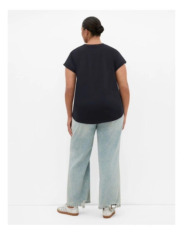 Plus Size Davina Cotton Tee in Navy image 2