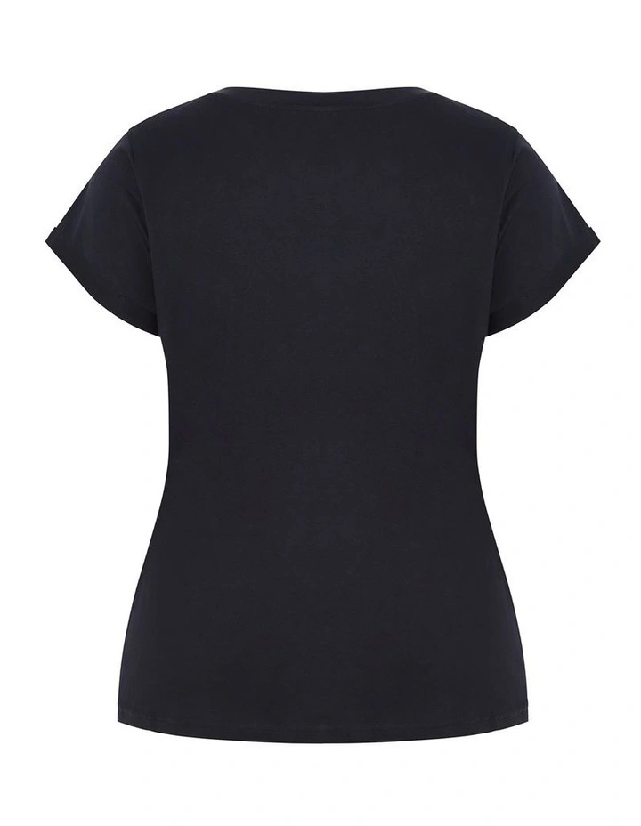 Plus Size Davina Cotton Tee in Navy image 4