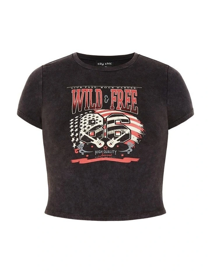 Plus Size Micro Wild Print Tee in Charcoal image 3