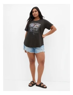 Plus Size Mila Curved Hem Tee in Slate