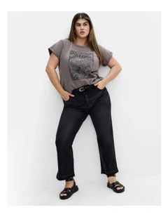 Plus Size Moonlight Cuff Tee in Grey Wash