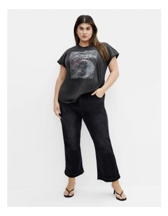 Plus Size Moonlight Cuff Tee in Black Wash