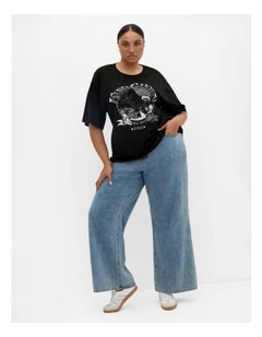 Plus Size Oversized Eagle Tee in Black