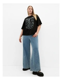 Plus Size Oversized Outlaw Tee in Black