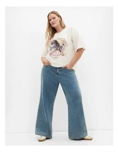 Plus Size Oversized Eagle Tee in White