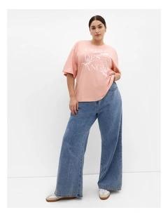 Plus Size Oversized Angel Tee in Rose