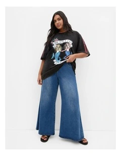 Plus Size Mermaid Wash Tee in Black Wash